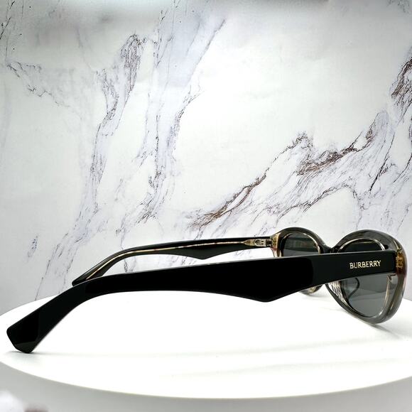 New Burberry Sunglasses Black Vintage Check Oval Gold Logo Womens New BURBERRY main image 12